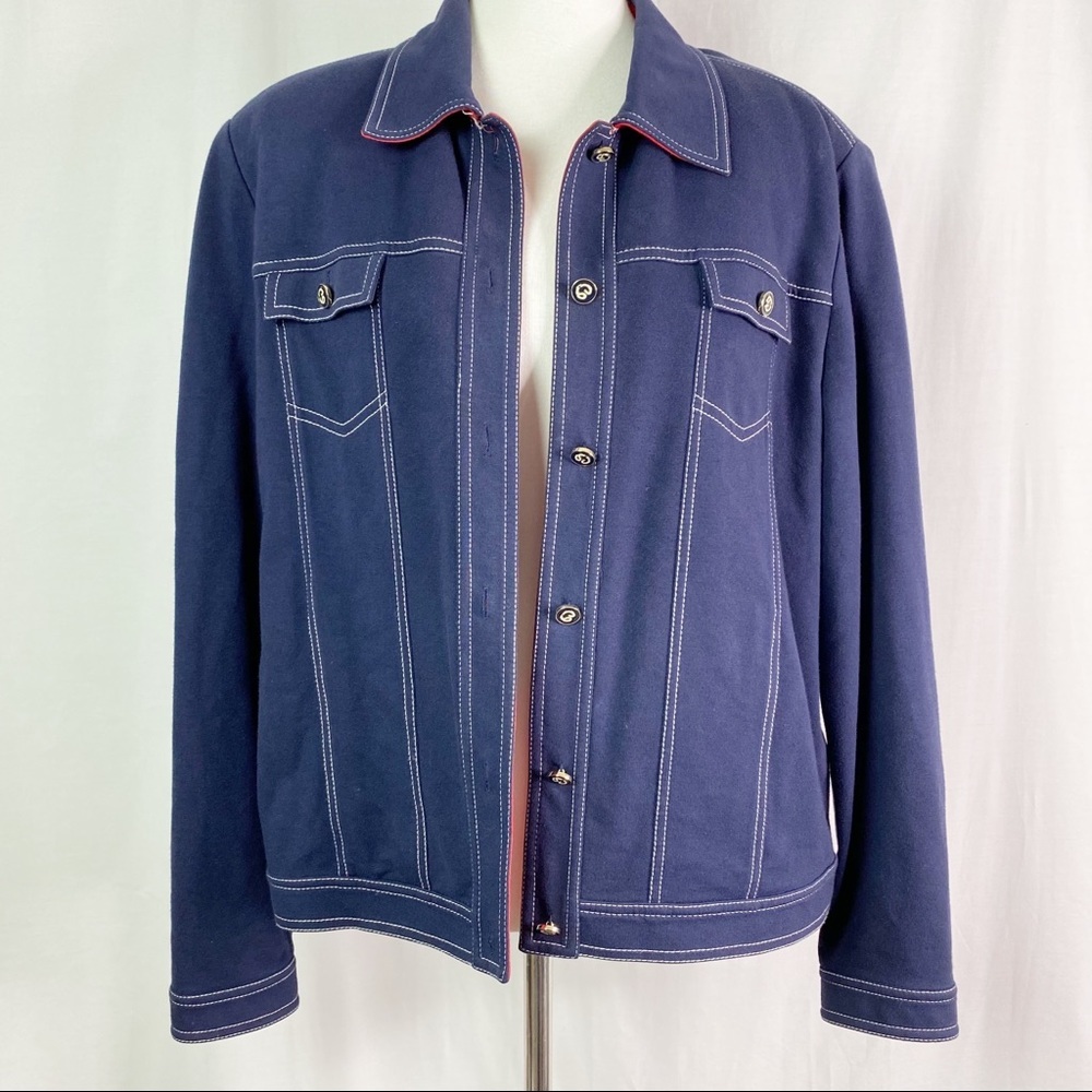 Vintage St John Sport Nautical Navy Blue Jacket Lg